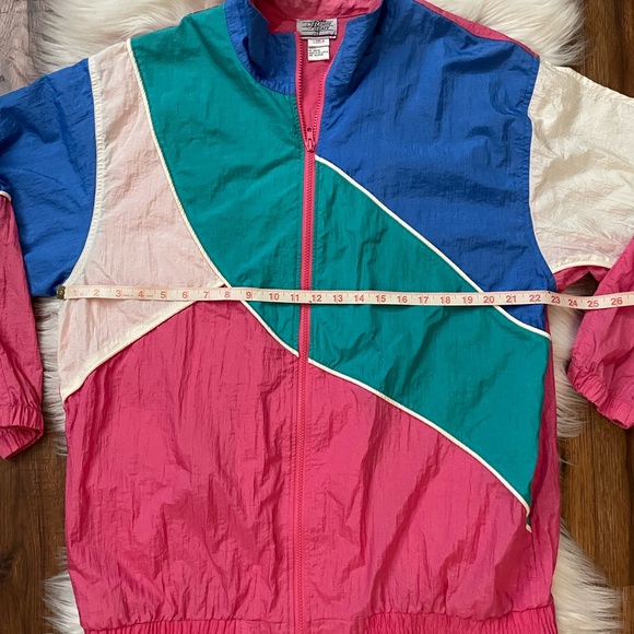 VTG Bridge Gate 90's American Windbreaker Jacket Funky Color Block SZ Large - Picture 9 of 12